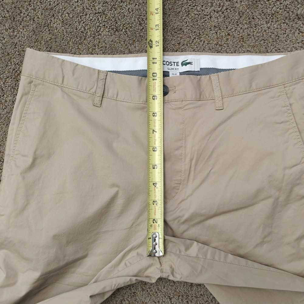 Lacoste Mens Slim Fit Chino Pants Macaroon Beige Cotton Stretch HH2739 US 33 NEW - Picture 11 of 14